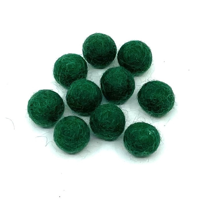  Viltballetjes - Groen dennen -  1cm - (per 10 stuks)