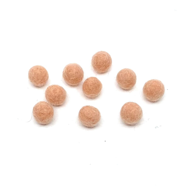    Viltballetjes - Roze zalm - 1,2cm - (per 10 stuks)