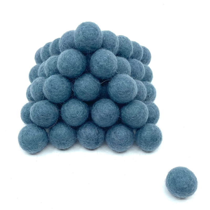 Viltballetjes 2,2 cm Blauwgrijs (per 10 stuks)