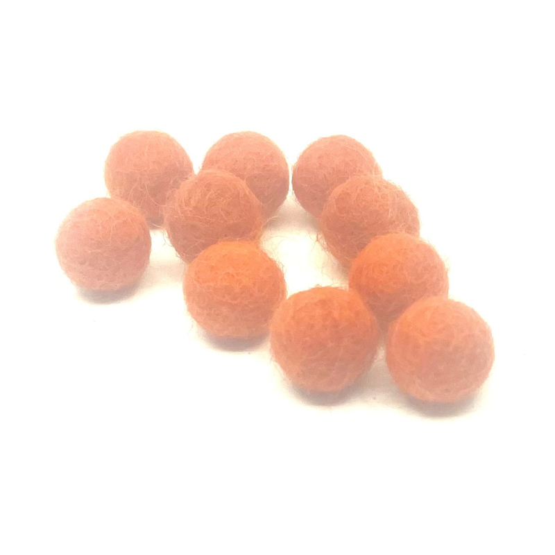   Viltballetjes - Oranje -  1cm - (per 10 stuks)