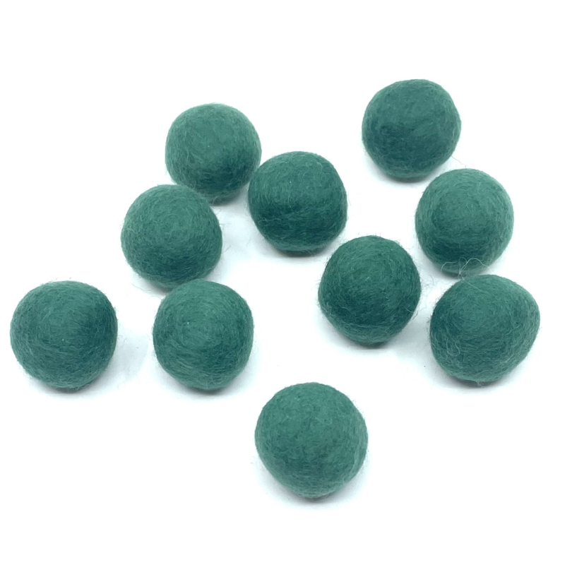 Merinowol - Viltballetjes - Groen 2,2cm - (per 5 stuks)