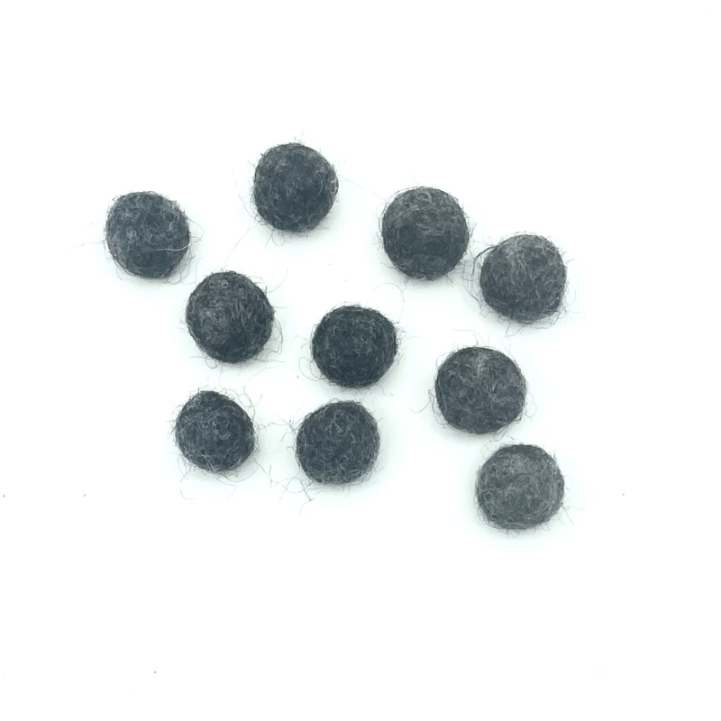 Viltballetjes - Naturel Grijs donker - 1,5cm  (per 10 stuks)