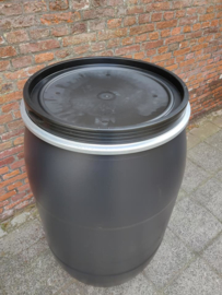 200 liter plastic vat nieuw (klemband) zwart