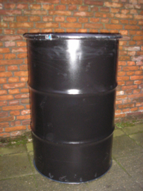 200 liter dekselvat zwart (gebruikt)