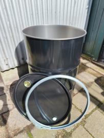 200 liter dekselvat zwart (doppen deksel)