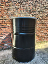200 liter dekselvat zwart (gebruikt)