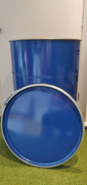 200 liter dekselvat blauw coating  (glad) outlet