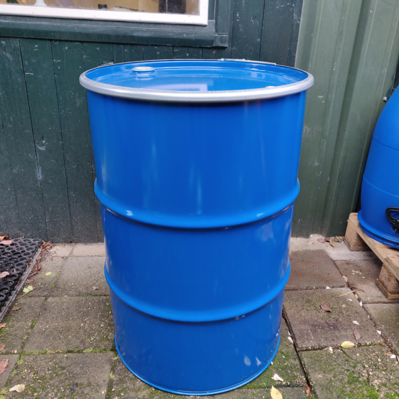 200 liter dekselvat blauw