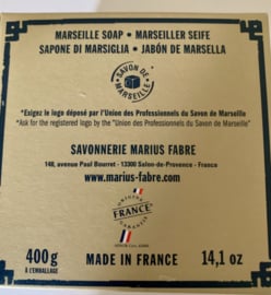 Blok Marseille Zeep 400 gram, naturel, zonder palmolie!