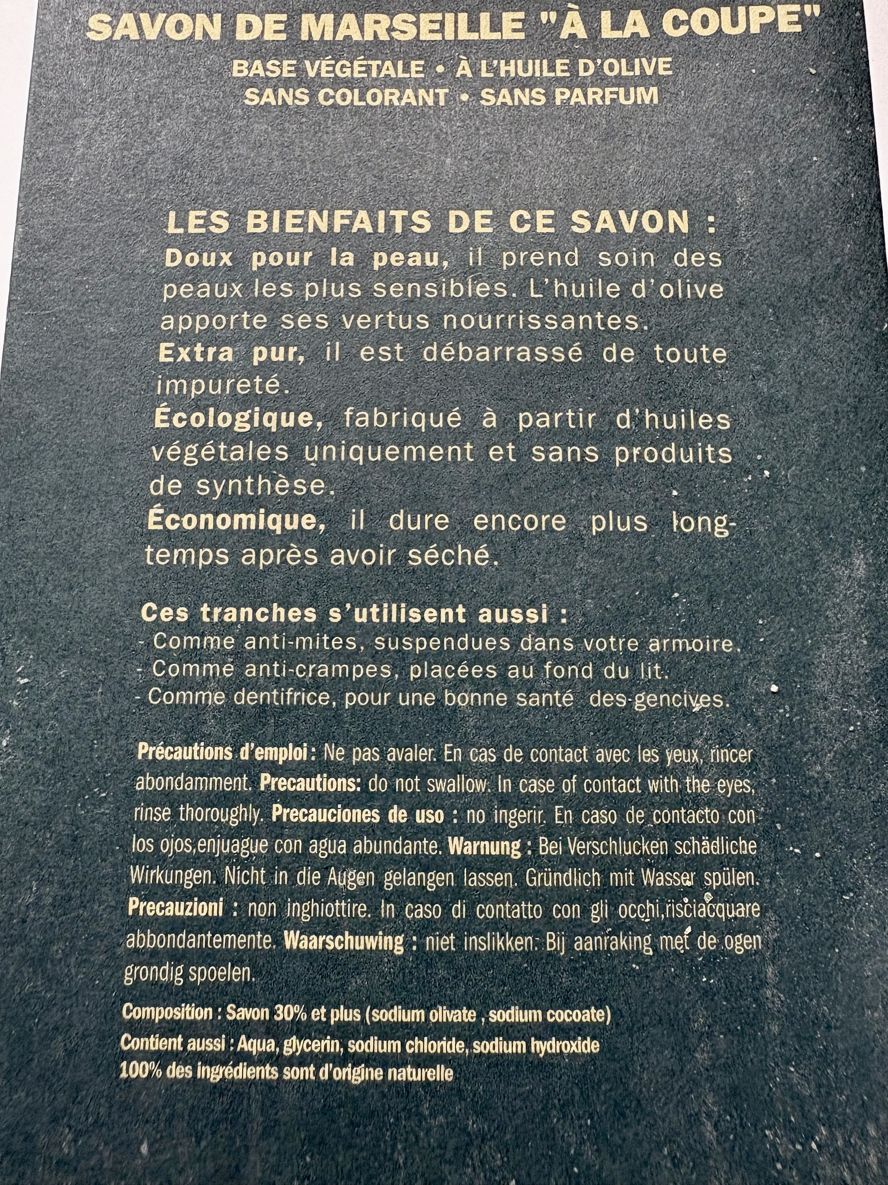 Marseille zeep, olijfolie, in plakken