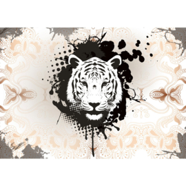 Fotobehangb poster 2238 dieren tijger schilderij zwart wit tekening
