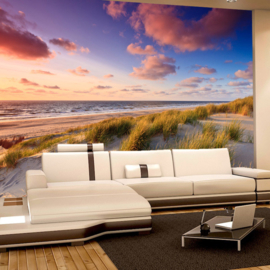 Fotobehang poster 0245 strand duinen zee zonsondergang
