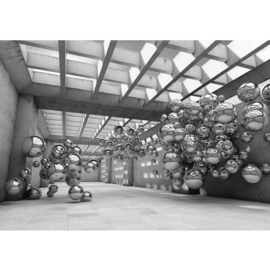 Fotobehang 3245 Kunst abstract architectuur ballonnen zilver zwart wit