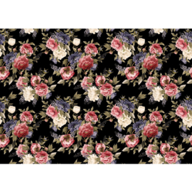Fotobehang poster 2173 bloemen zwart roze schilderij
