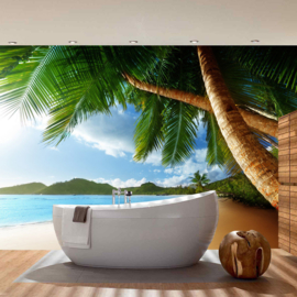 Fotobehang poster 0004 natuur strand palmboom bomen