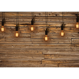 Fotobehang poster 1281 hout planken bruin lampen