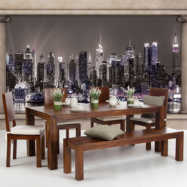 Fotobehang poster 1753 skyline by night water nacht wolkenkrabber