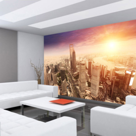 Fotobehang poster 0050 shang hai skyline bruin tower