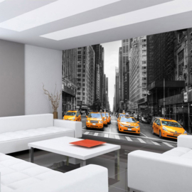 Fotobehang poster 0210 taxi yellow cab new york manhattan