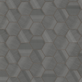 Z12827 grafisch hexagon bruin grijs taupe