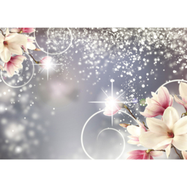 Fotobehang poster 1883 bloemen magnolia met glitters