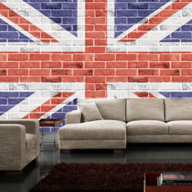Fotobehang 1303 vlag van engeland verenigd koninkrijk union jack union flag stenen muur