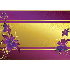Fotobehang poster 0573 bloemen paars goud patroon streep