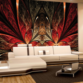 Fotobehang poster 2709 ornament rood zwart