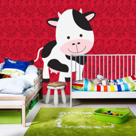 Fotobehang poster 4328 kinderkamer koe rood