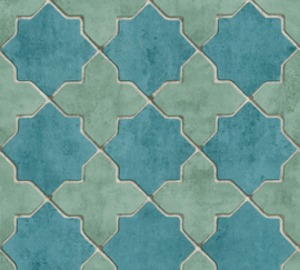 AS 374214 kruis tegels groen blauw mediterraan