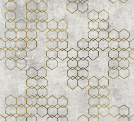 New walls 374244 zeshoek hexagon goud licht grijs