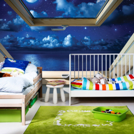 Fotobehang poster 3318 dakraam zee sterren wolken