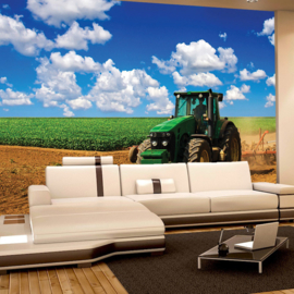 Fotobehang poster 3071 tractor trekker groen trekker landbouw