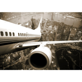 Fotobehang poster 0048 boeing vliegtuig skyline vakantie airplane