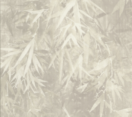 Folium Fo18601 bamboeblad licht grijs creme