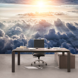 Fotobehang poster 3222 wolken zon zonnestralen boven de wolken clouds