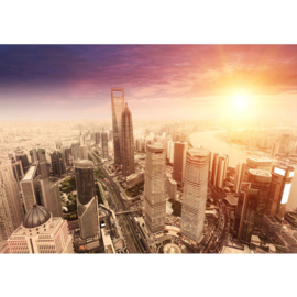 Fotobehang poster 0050 shang hai skyline bruin tower