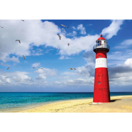 Fotobehang poster 1465 vuurtoren landschap zee strand