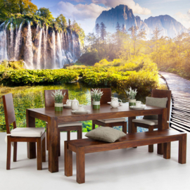 Fotobehang poster 0260 waterval bergen steiger houten loopplank