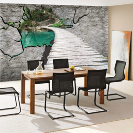 Fotobehang poster 3013 natuur bergen steen wand beton muur steiger bergpad