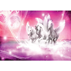 Fotobehang poster 1078 dieren pegasus paarden met vleugels roze