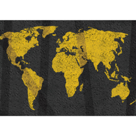 Fotobehang 3169 wereldkaart asfalt geel zwart