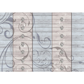 Fotobehang poster 0967 hout grijs roze glitter