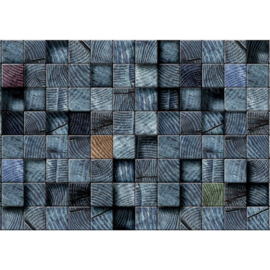 Fotobehang poster 1270 hout balken blauw