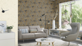 Rasch 538229 jungle blad bruin antraciet