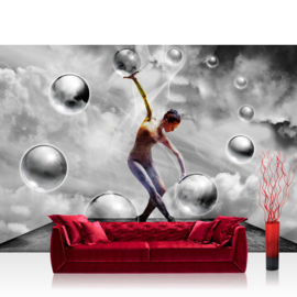 Fotobehang 1516 sport bubbel dansen zwart wit