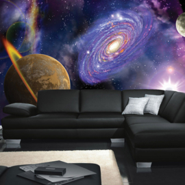 Fotobehang poster 0905 hemel planeten melkweg galaxy sterren paars