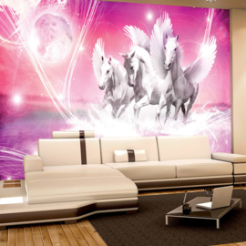 Fotobehang poster 1078 dieren pegasus paarden met vleugels roze