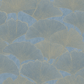 AM25324 bloem blad 3d grafisch aqua blauw turqoise