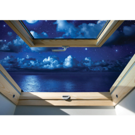 Fotobehang poster 3318 dakraam zee sterren wolken